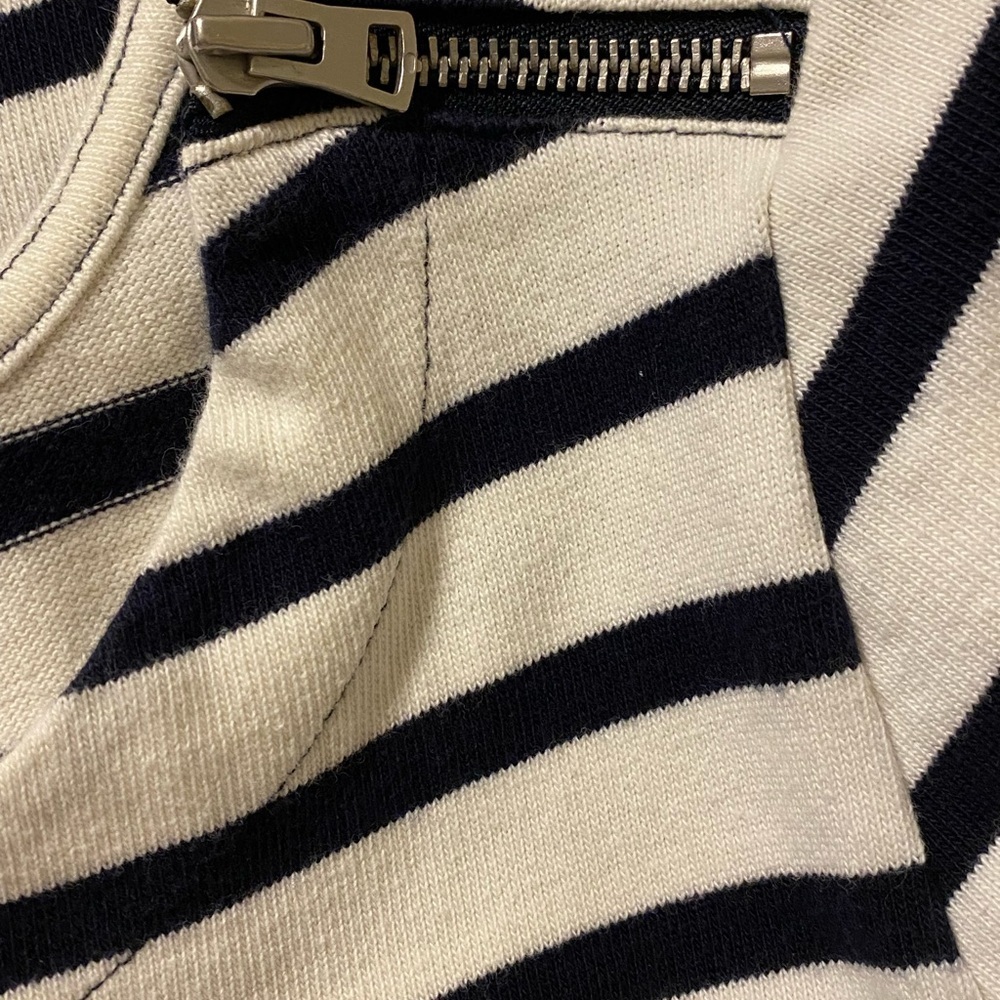 GAP Classic Nautical Navy Stripe Cotton Dress Shoulder Zip Minimalist Size L - Picture 7 of 12